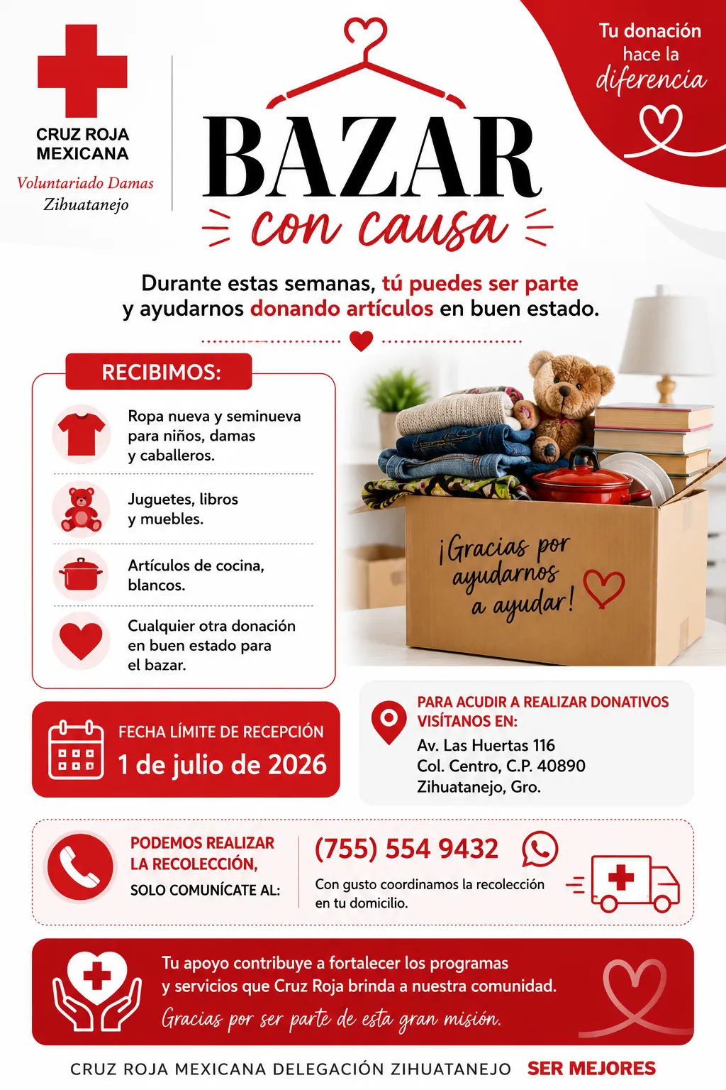 Voluntariado de Damas de Cruz Roja Zihuatanejo lanza Bazar con Causa para apoyar programas humanitarios.